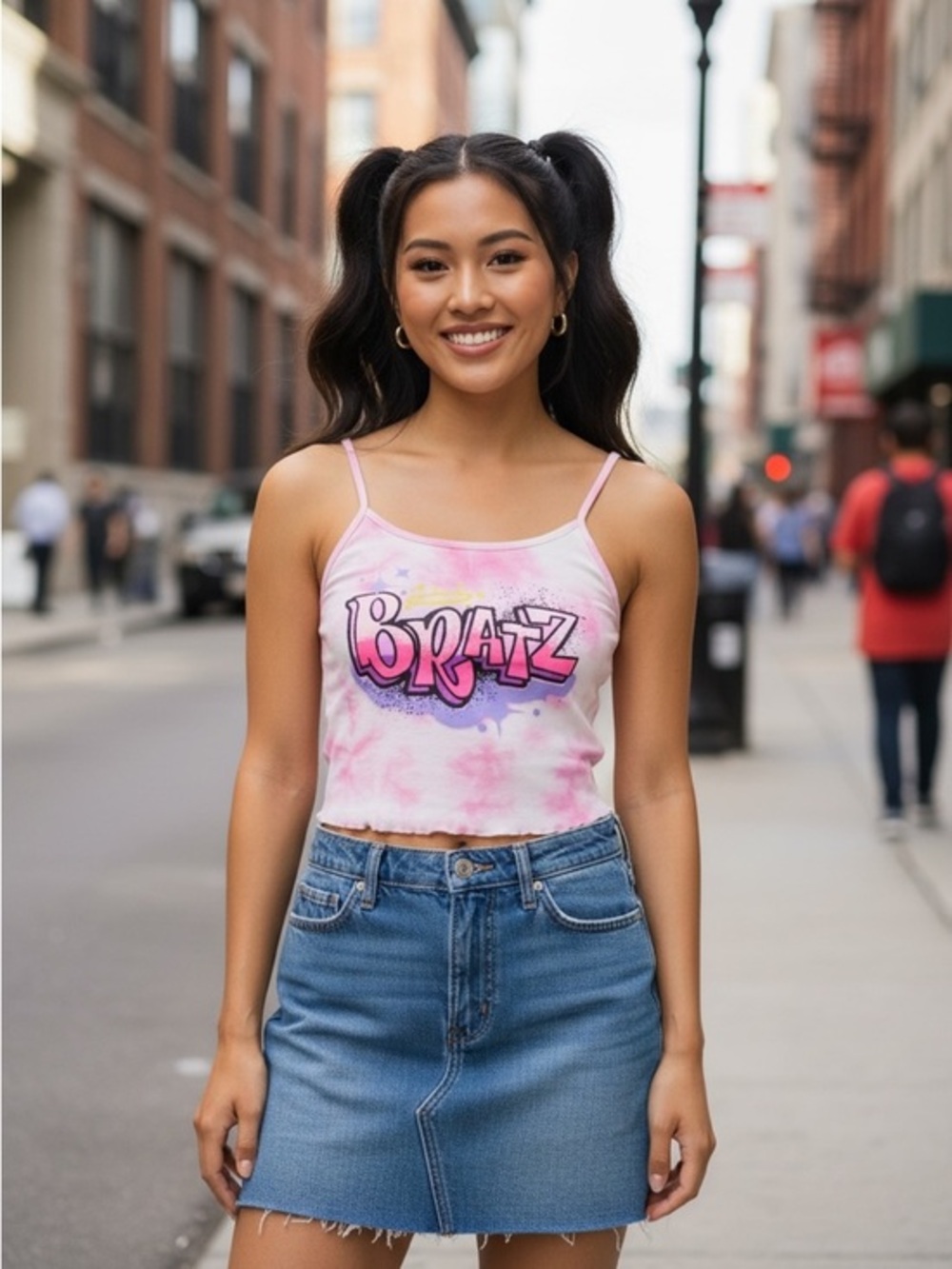 Bratz Pink Tie-Dye Crop Cami Tank Top